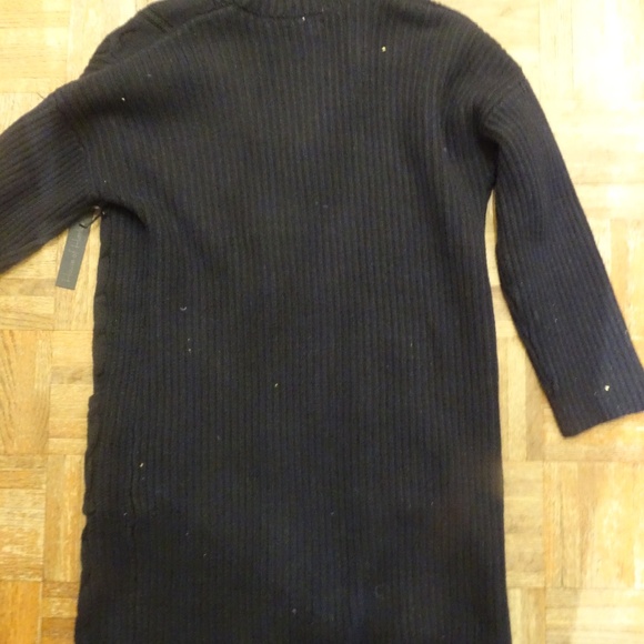 NWT HOUSE OF HARLOW 1960 THICK BLACK LONG CARDIGAN WITH POCKETS IN FRONT - Picture 3 of 3